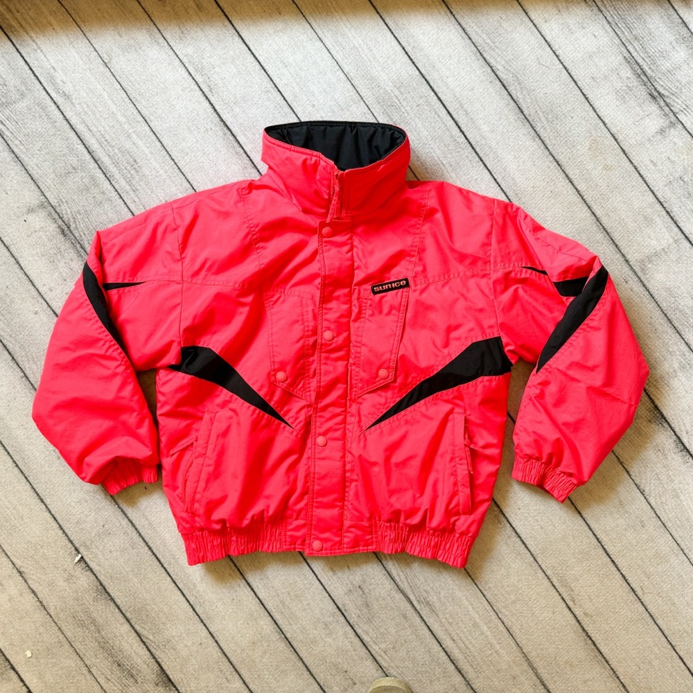Vintage Sun Ice Women’s Ski Coat, Sz. S, DayGlo Pink with Black, EUC!